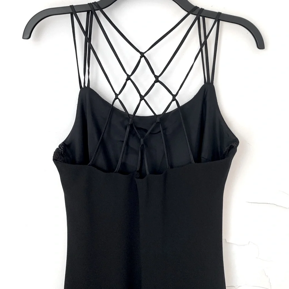 Vintage Y2K Cachet Strappy Black Formal Maxi Dress - Picture 5 of 8